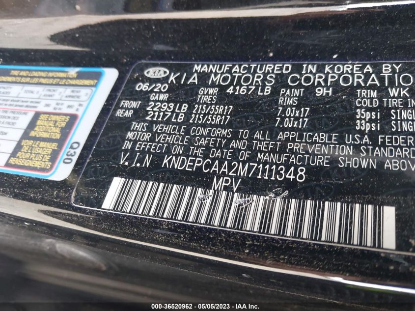 2021 KIA SELTOS LX - KNDEPCAA2M7111348