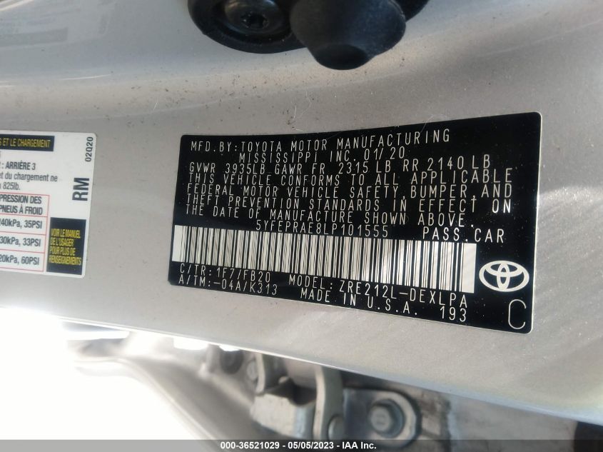 2020 TOYOTA COROLLA LE - 5YFEPRAE8LP101555