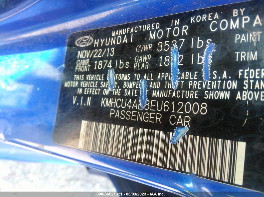 2014 HYUNDAI ACCENT GLS - KMHCU4AE8EU612008