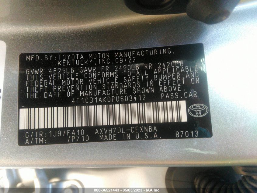 2023 TOYOTA CAMRY HYBRID LE - 4T1C31AK0PU603412