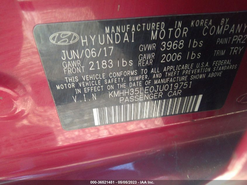 2018 HYUNDAI ELANTRA GT - KMHH35LE0JU019751