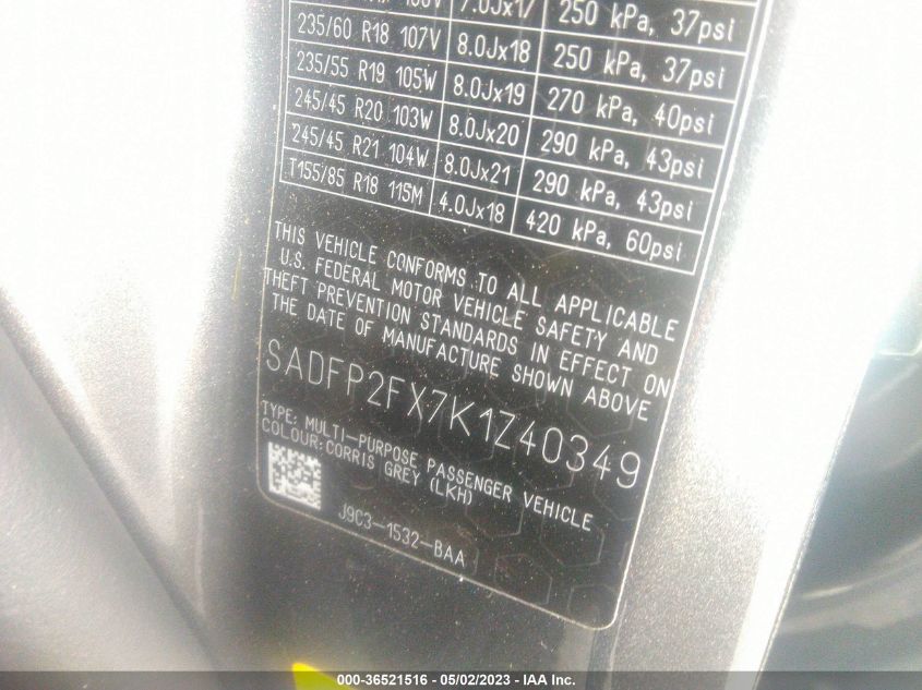 2019 JAGUAR E-PACE SE SADFP2FX7K1Z40349