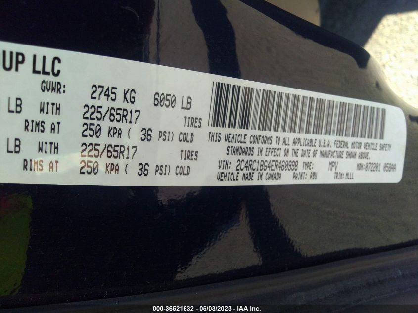 2014 CHRYSLER TOWN & COUNTRY TOURING - 2C4RC1BG4ER460998