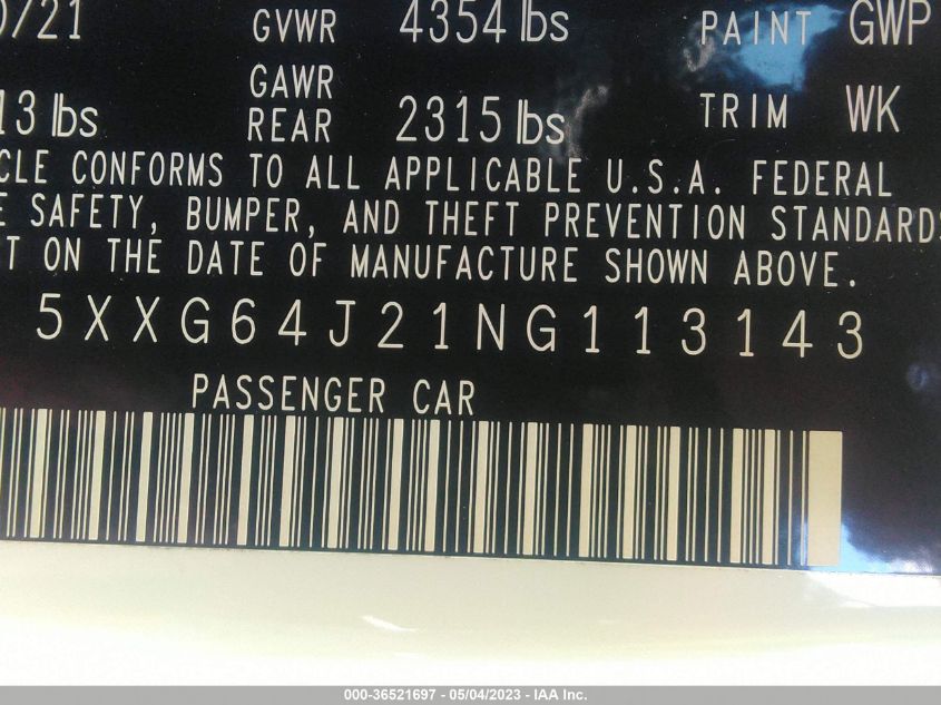 2022 KIA K5 GT-LINE - 5XXG64J21NG113143