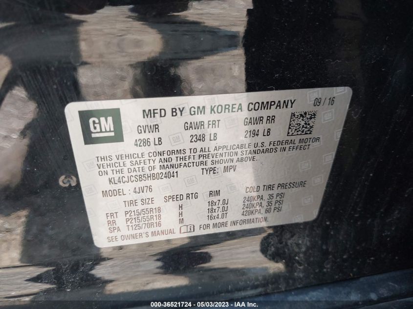 2017 BUICK ENCORE ESSENCE - KL4CJCSB5HB024041