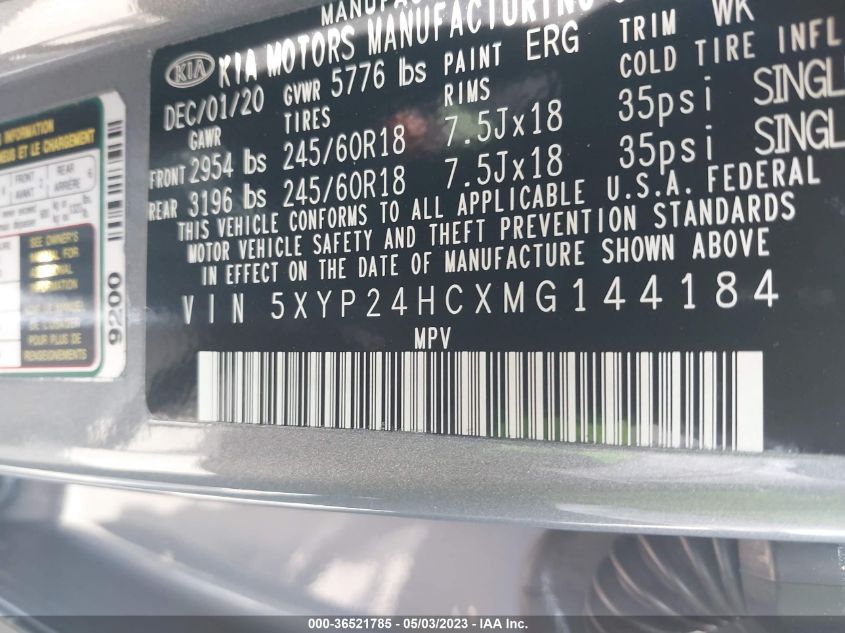 2021 KIA TELLURIDE LX - 5XYP24HCXMG144184