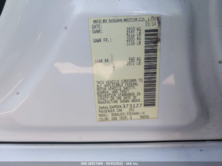 2014 NISSAN ALTIMA 2.5 S - 1N4AL3AP0EN373127