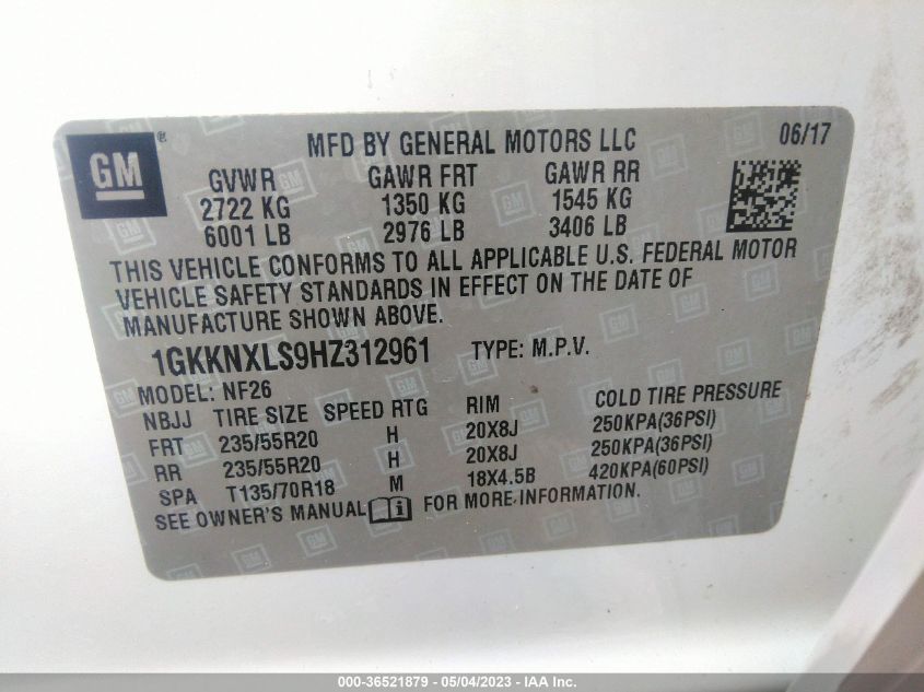 2017 GMC ACADIA DENALI - 1GKKNXLS9HZ312961