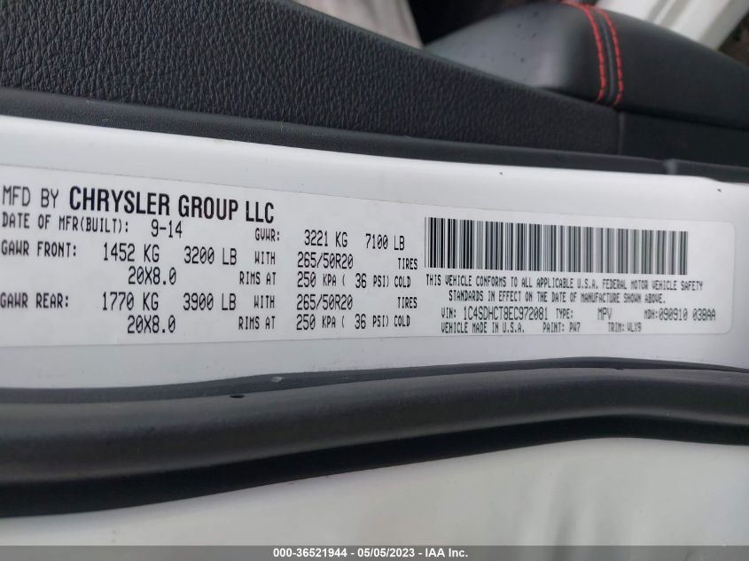 2014 DODGE DURANGO R/T - 1C4SDHCT8EC972081