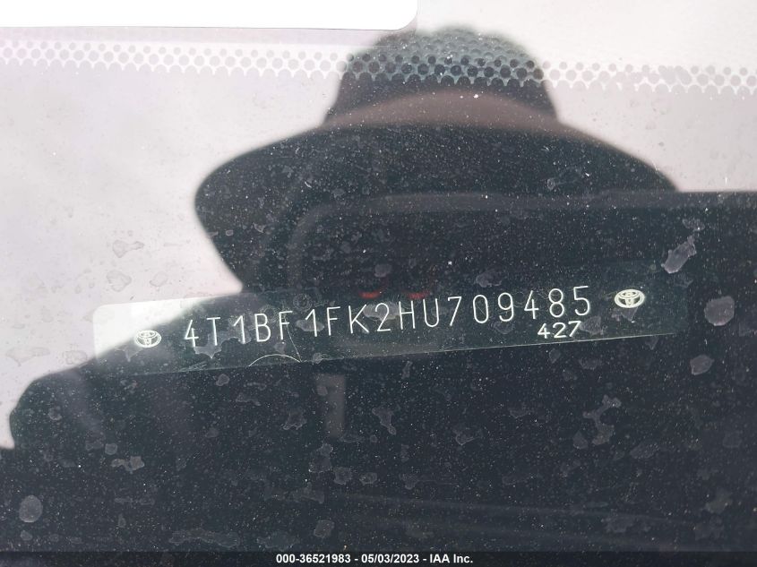 2017 TOYOTA CAMRY XLE/SE/LE/XSE - 4T1BF1FK2HU709485