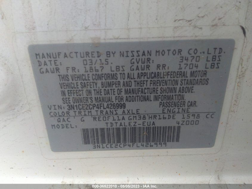 2015 NISSAN VERSA NOTE SL - 3N1CE2CP4FL426999