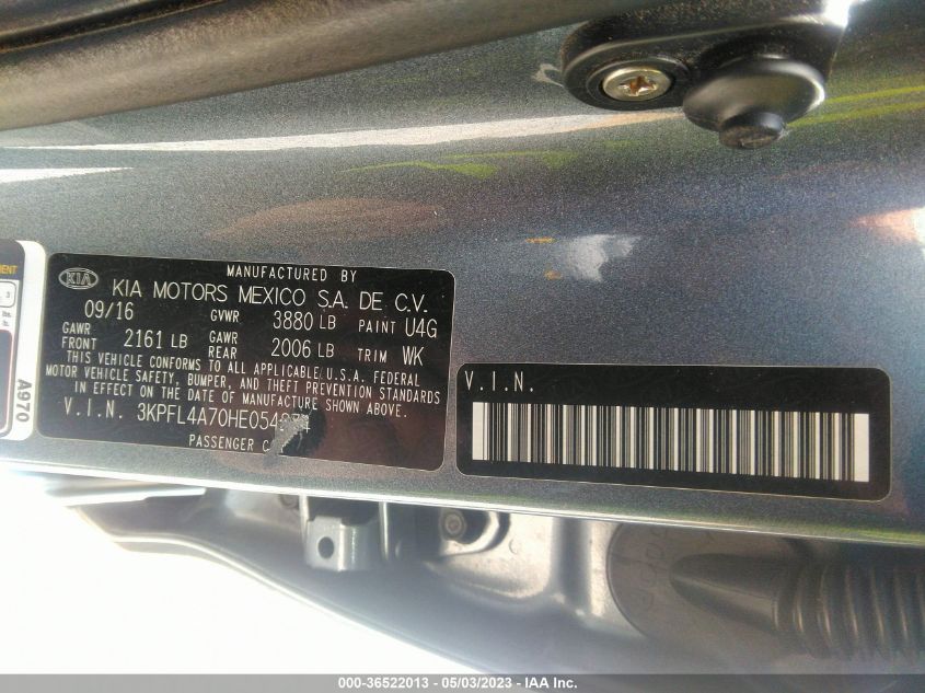 2017 KIA FORTE S - 3KPFL4A70HE054874