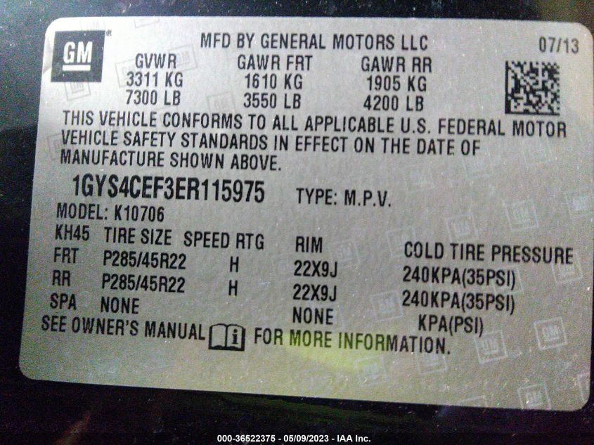 2014 CADILLAC ESCALADE PREMIUM - 1GYS4CEF3ER115975