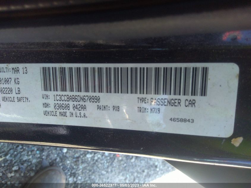 2013 CHRYSLER 200 LX - 1C3CCBAB6DN670990