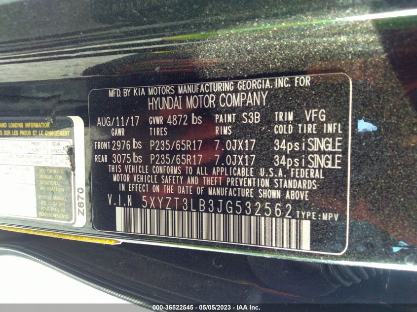 2018 HYUNDAI SANTA FE SPORT 2.4L - 5XYZT3LB3JG532562