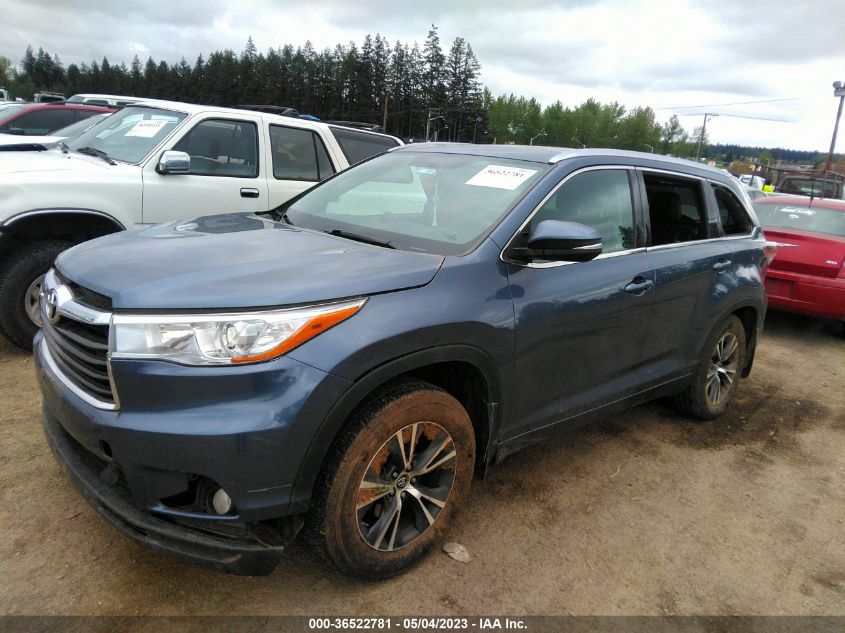 2016 TOYOTA HIGHLANDER XLE - 5TDJKRFHXGS504417