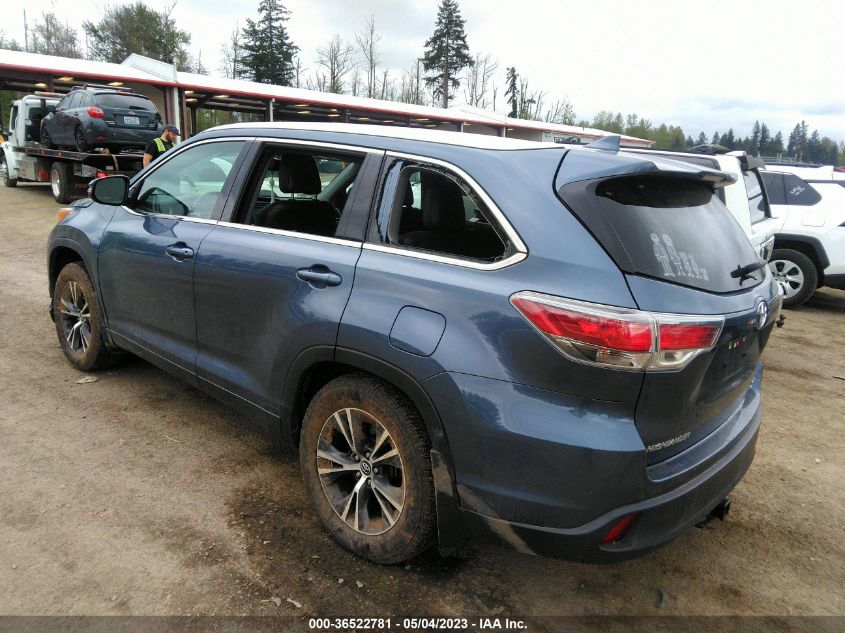 2016 TOYOTA HIGHLANDER XLE - 5TDJKRFHXGS504417