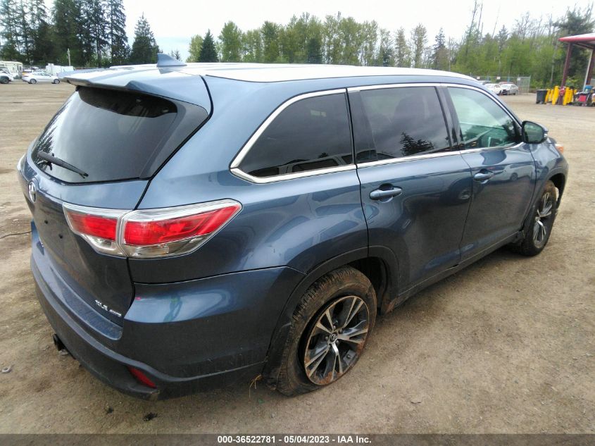 2016 TOYOTA HIGHLANDER XLE - 5TDJKRFHXGS504417