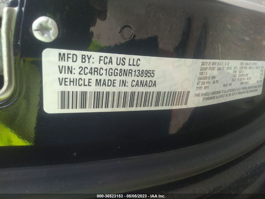 2022 CHRYSLER PACIFICA LIMITED - 2C4RC1GG8NR138955