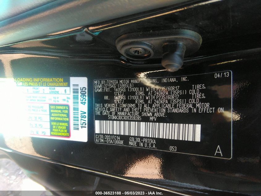 2013 TOYOTA SIENNA LE - 5TDKK3DCXDS359285