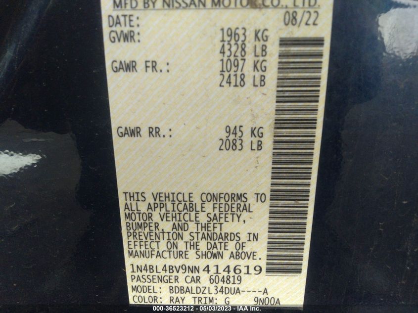 2022 NISSAN ALTIMA 2.5 S - 1N4BL4BV9NN414619