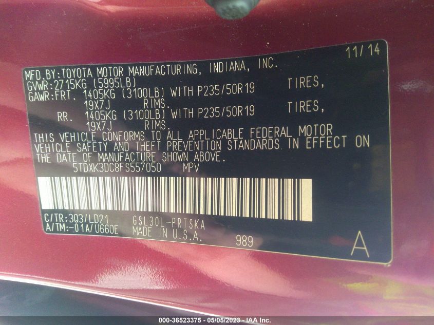 2015 TOYOTA SIENNA SE - 5TDXK3DC8FS557050
