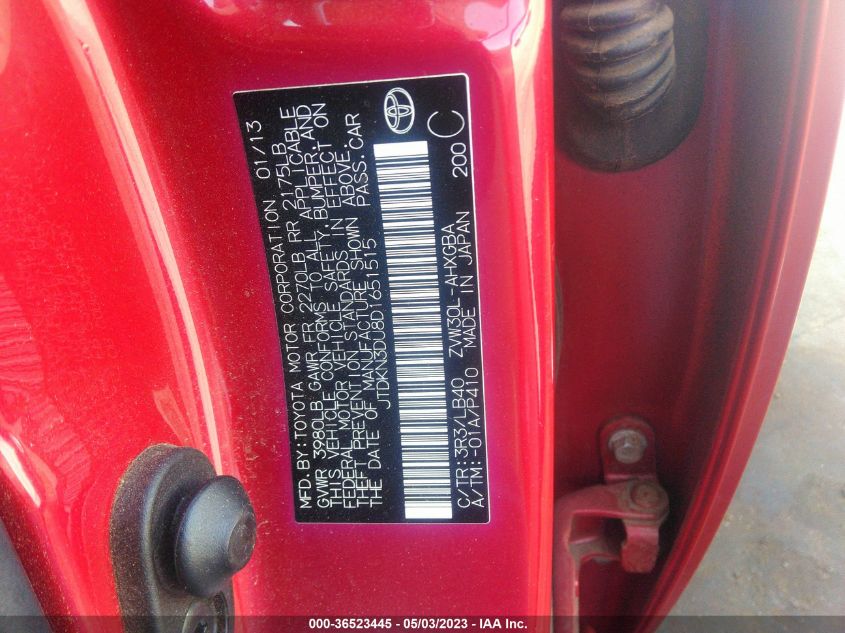 2013 TOYOTA PRIUS ONE/TWO/THREE/FOUR/FIVE - JTDKN3DU8D1651515