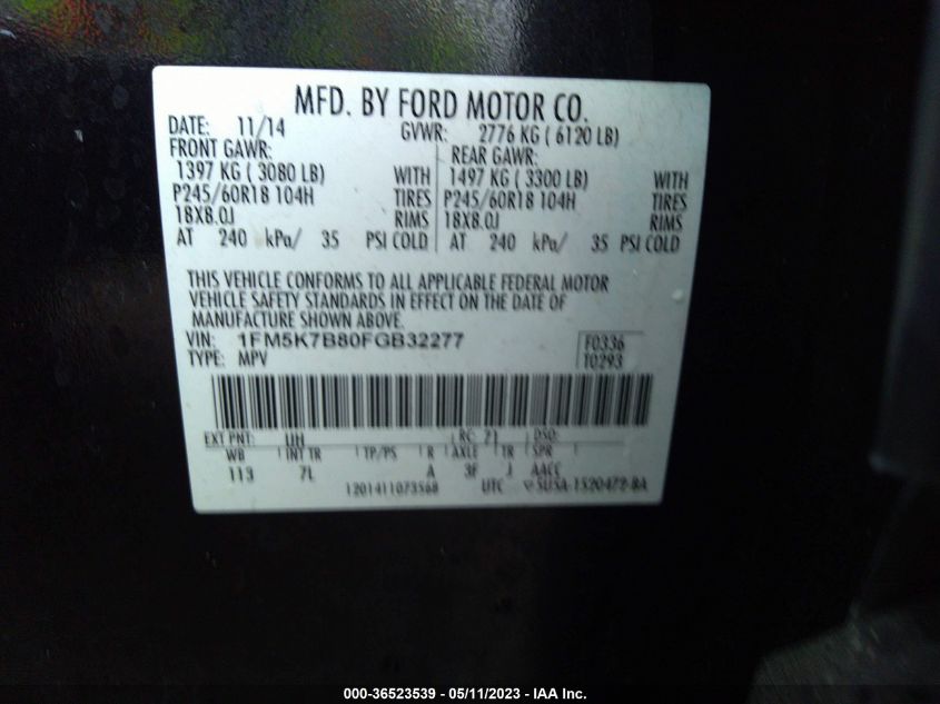 2015 FORD EXPLORER BASE - 1FM5K7B80FGB32277