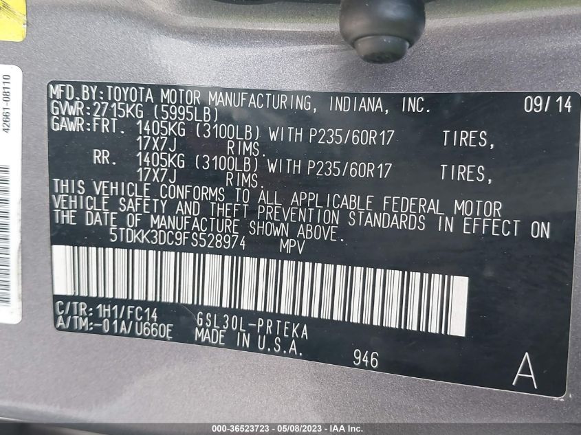 2015 TOYOTA SIENNA LE - 5TDKK3DC9FS528974