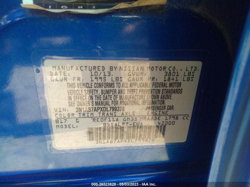 2013 NISSAN SENTRA SR - 3N1AB7APXDL799378