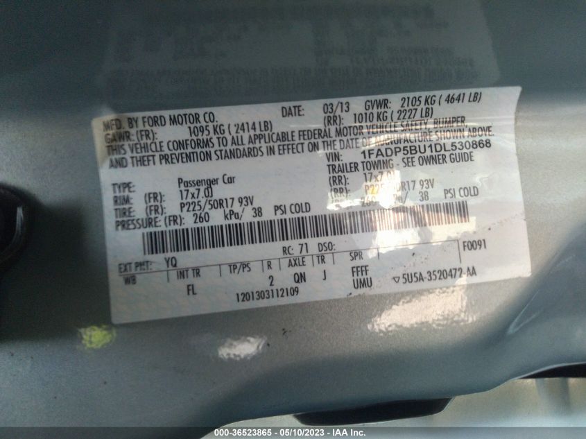 2013 FORD C-MAX HYBRID SEL - 1FADP5BU1DL530868
