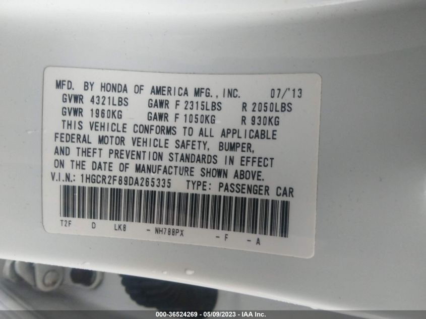 2013 HONDA ACCORD EX-L - 1HGCR2F89DA265335