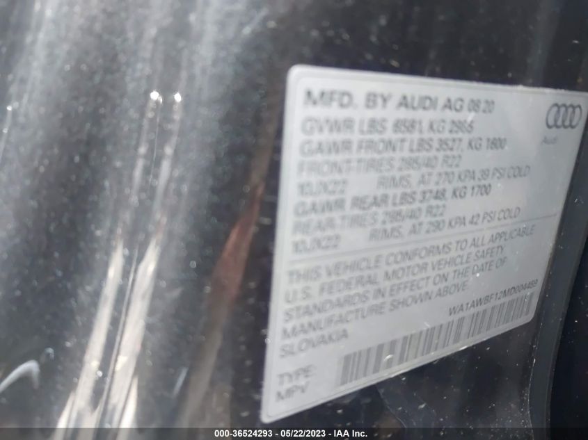 2021 AUDI SQ8 PREMIUM PLUS - WA1AWBF12MD004459