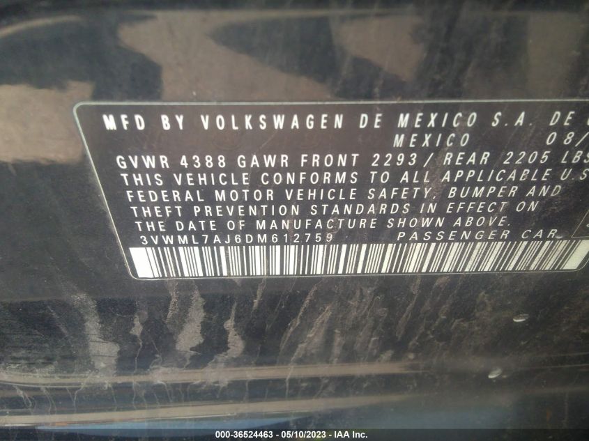 2013 VOLKSWAGEN JETTA SPORTWAGEN TDI - 3VWML7AJ6DM612759