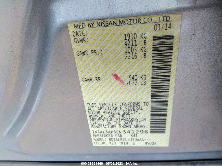 2014 NISSAN ALTIMA 2.5 S - 1N4AL3AP6EN341296