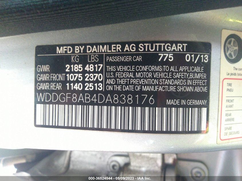 2013 MERCEDES-BENZ C-CLASS C 300 - WDDGF8AB4DA838176