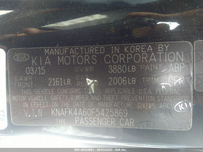 2015 KIA FORTE LX - KNAFK4A60F5425869