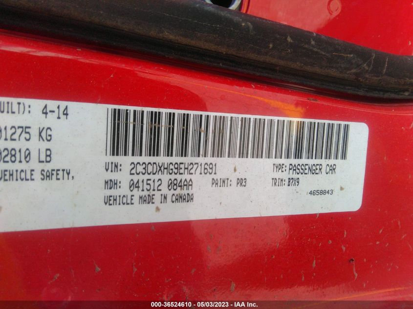 2014 DODGE CHARGER SXT - 2C3CDXHG9EH271691