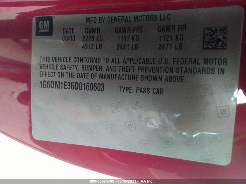 2013 CADILLAC CTS COUPE PERFORMANCE 1G6DM1E36D0160603