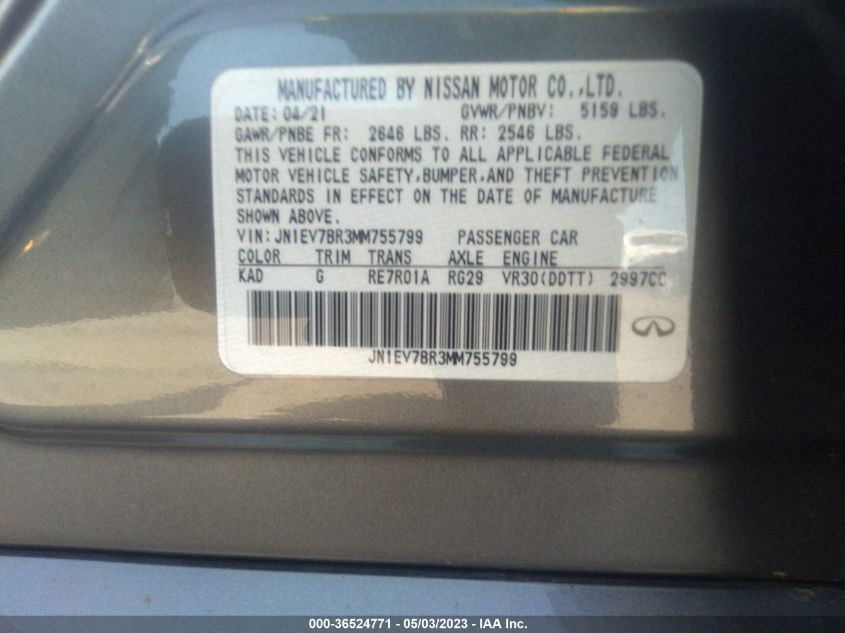 2021 INFINITI Q50 3.0T LUXE - JN1EV7BR3MM755799