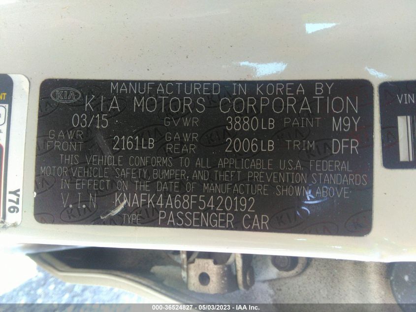 2015 KIA FORTE LX - KNAFK4A68F5420192