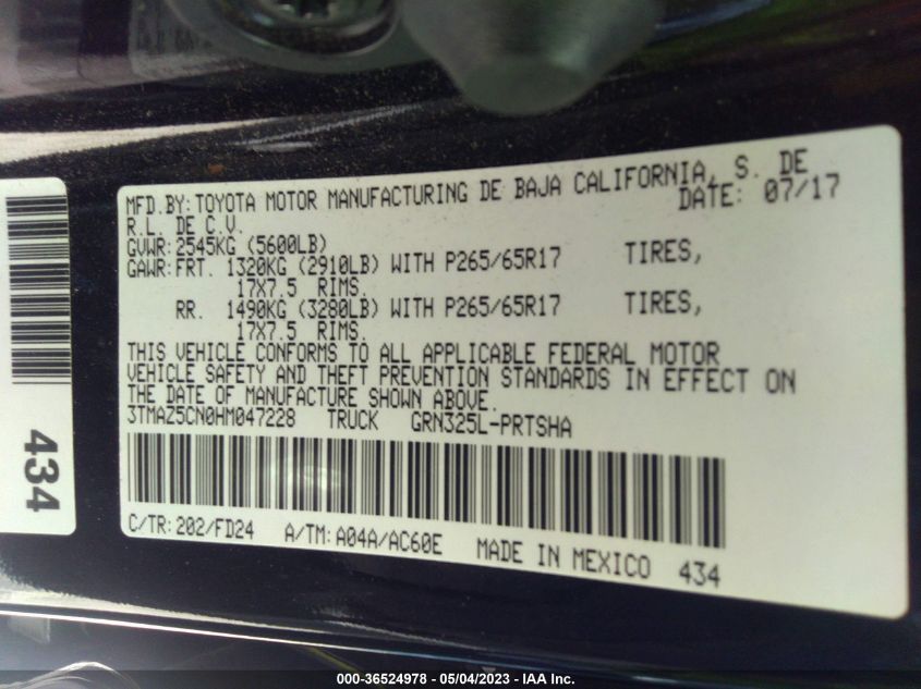 2017 TOYOTA TACOMA SR5/TRD SPORT - 3TMAZ5CN0HM047228