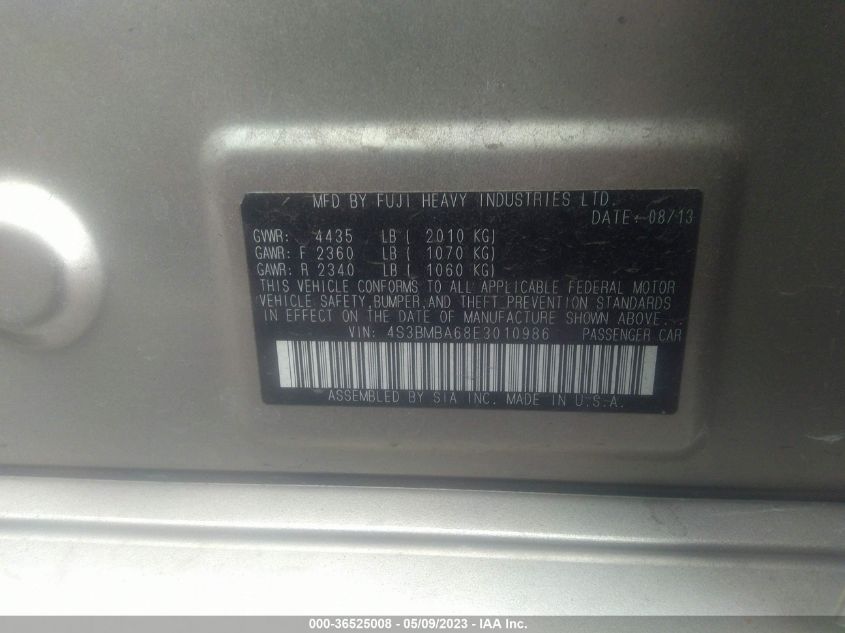 2014 SUBARU LEGACY 2.5I - 4S3BMBA68E3010986