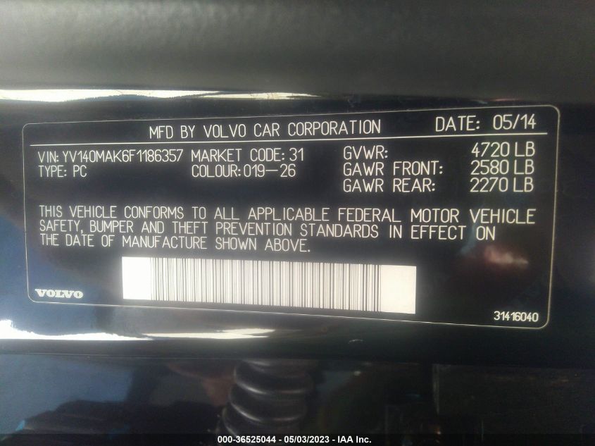 2015 VOLVO S80 T5 DRIVE-E YV140MAK6F1186357