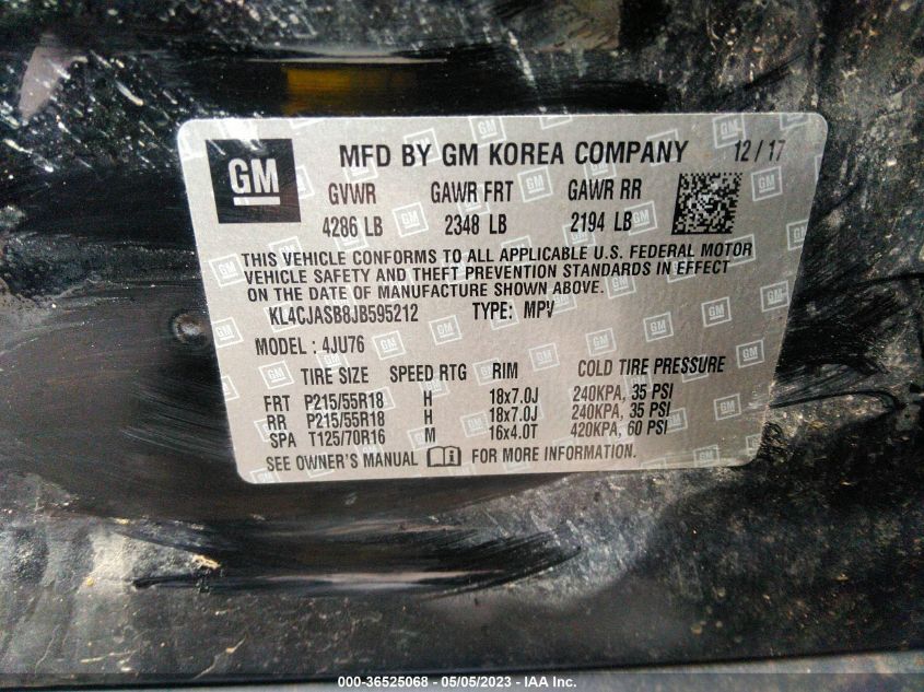2018 BUICK ENCORE PREFERRED - KL4CJASB8JB595212