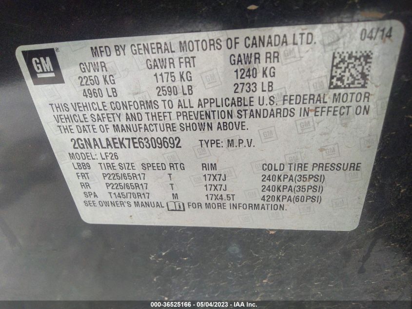 2014 CHEVROLET EQUINOX LS - 2GNALAEK7E6309692