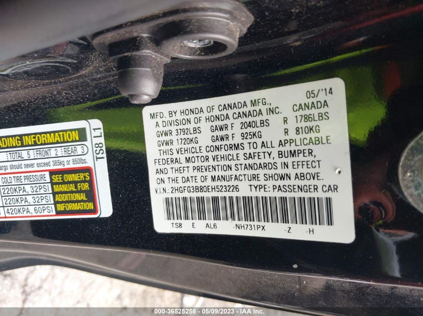 2014 HONDA CIVIC COUPE EX - 2HGFG3B80EH523226