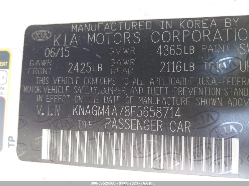 2015 KIA OPTIMA LX - KNAGM4A78F5658714