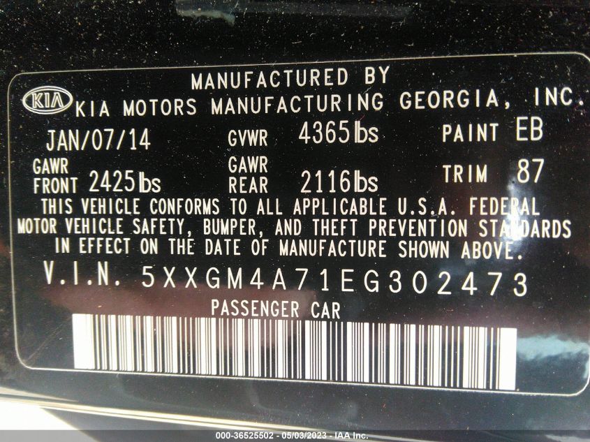 2014 KIA OPTIMA LX - 5XXGM4A71EG302473