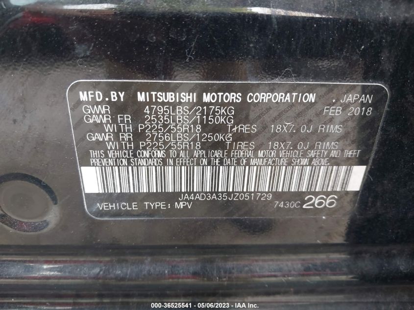 2018 MITSUBISHI OUTLANDER SE/SEL/LE - JA4AD3A35JZ051729